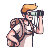 Drawing of a man with binoculars
